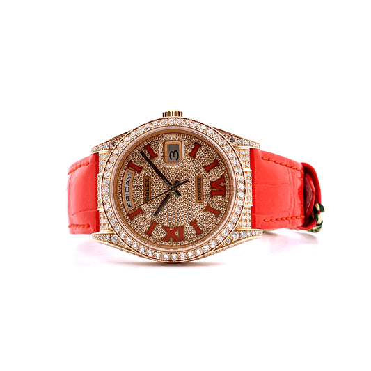 Rolex - Day-Date 36 Iced out (Orange) - Juwelier Spliedt